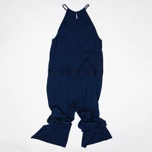 Diane Von Furstenberg Davin Silk Sleeveless Full Length One Piece Jumpsuit Blue